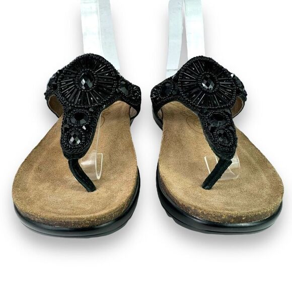 Dansko Pamela Black Jeweled Beaded Rhinestone Suede Toe Post Sandal 36 / 5.5 - 6 - Picture 3 of 14